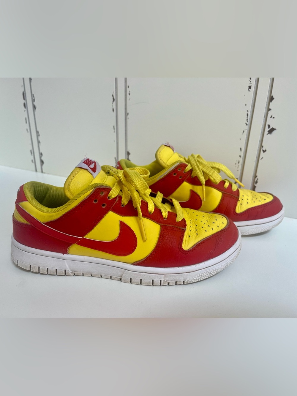 Nike Dunk Low By You Red & Yellow Custom Sneakers Womens Size 7